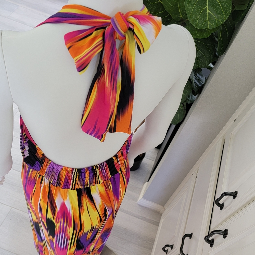 Fire Colors Halter Maxi Dress Size XL - Picture 5 of 6